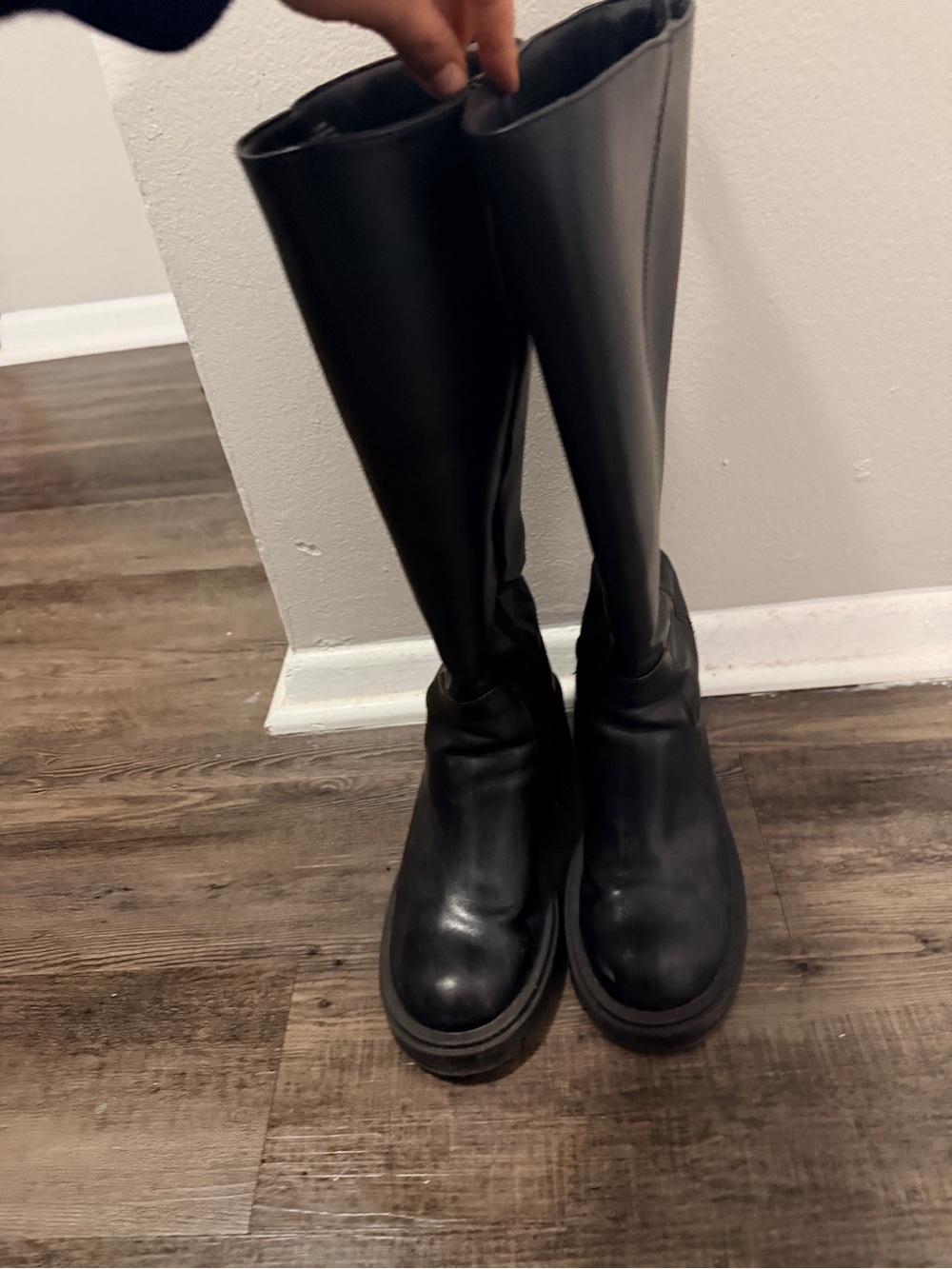 Forever 21 Black Knee-High Platform Combat Boots - wide calves
